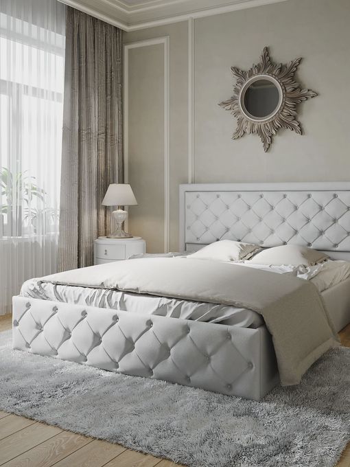 Кровать «Мишель», экокожа, белая